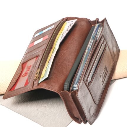 Oril Orive Leather Long Wallet – Chocolate