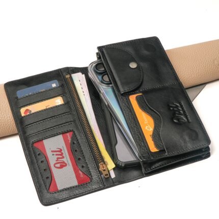 Oril ORVA Leather Long Wallet – Black