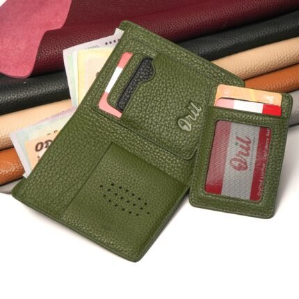 Oril Orix Leather Short Wallet – Olive – genuine leather