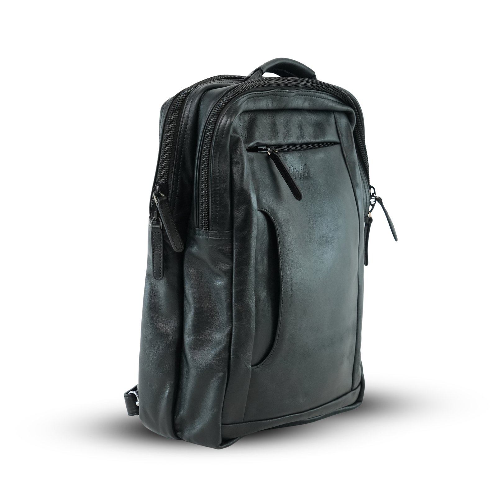 91 Oril Metro Leather Backpack – Black – genuine leather