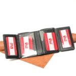 Oril Riva wallet unfolded showing clear ID and card windows