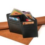 Oril Riva black leather wallet with cash and cards